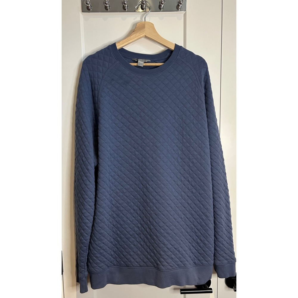 Cloudveil Mens XXL Blue Quilted Pullover Sweatshirt Raglan Crew Neck 1983569